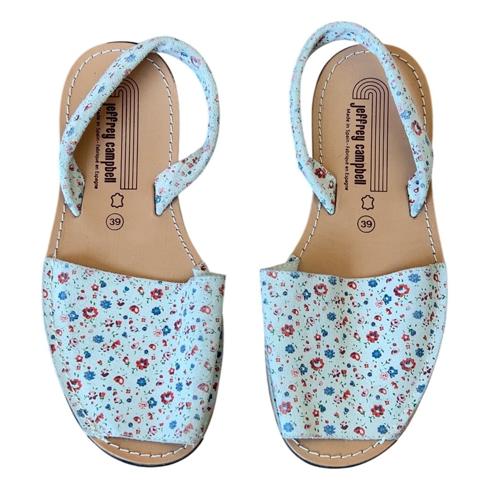 Jeffrey Campbell White Ditsy Floral Slingback Peep Toe Sandals SZ EU 39 8.5-9 US